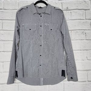 EDUN Mens Black White Gingham Collared Cotton Long Sleeve Button Up Shirt XL